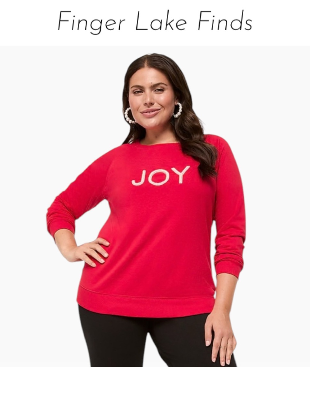 Lane Bryant Red Pearl JOY Long Sleeve Pullover Sweatshirt, 18/20